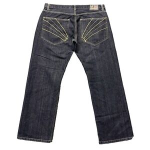 Red Diamond Jeans‎ Mens 40x32 Blue Straight Leg Dark Wash Yellow Stitching Denim